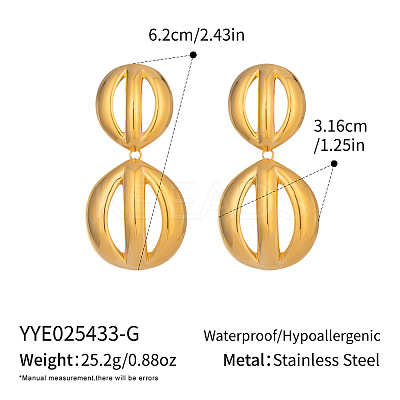 Hollow Flat Round 304 Stainless Steel Dangle Stud Earrings LS-FY9579-1-1
