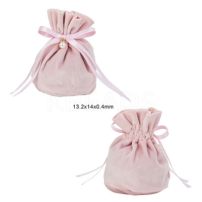Velvet Jewelry Bags with Drawstring & Plastic Imitation Pearl LS-TP-CJC0001-03C-1