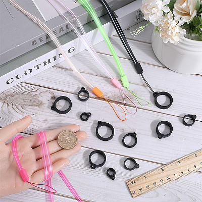 50Pcs 5 Style Silicone Rings with 5 Strands Rubber Lanyard Straps Anti-Loss Pendant Holder DIY-GF0008-03-1
