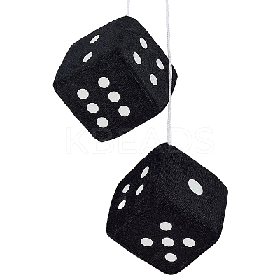 Fur Plush Dice Pendant Decorations HJEW-CN0001-44C-1