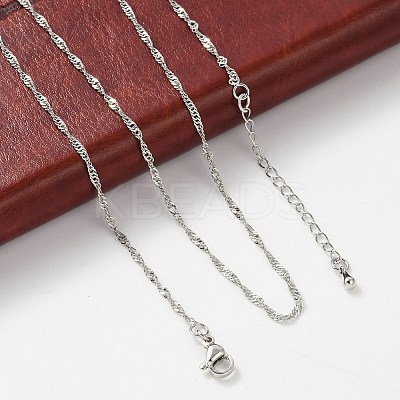 Brass Singapore Chains Necklaces for Women NJEW-D302-34P-1