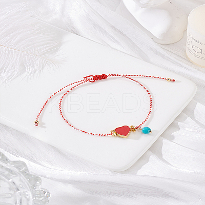 1Pc Fashion Adjustable Enamel Heart Link Bracelets BJEW-LP0002-31-1