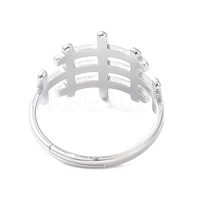 Non-Tarnish 304 Stainless Steel Hollow Out Rectangle Adjustable Ring for Women RJEW-I097-04P-1