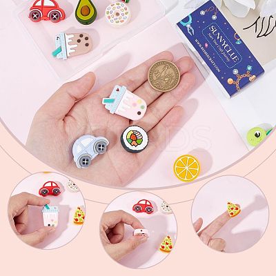 12Pcs 12 Style Food Grade Eco-Friendly Silicone Focal Beads SIL-SC0001-17-1
