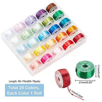 25 Rolls 25 Colors Polyester High Gloss Single-Strand Thread OCOR-WH0047-54-1