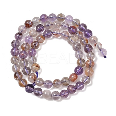 Natural Purple Phantom Quartz Lodolite Quartz Beads Strands G-R446-6mm-01A-1