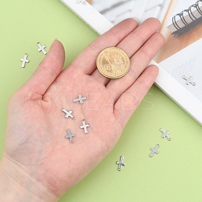 Tarnish Resistant 304 Stainless Steel Tiny Cross Charms STAS-E104-34P-1