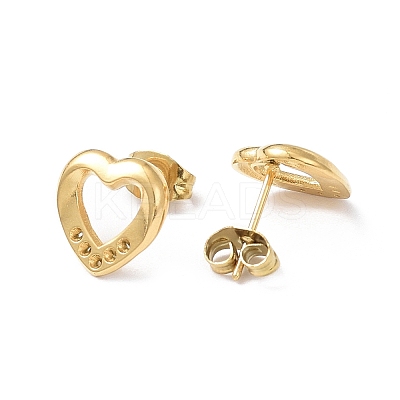 Ion Plating(IP) 304 Stainless Steel Hollow Out Heart Stud Earring Finding EJEW-I285-08G-1