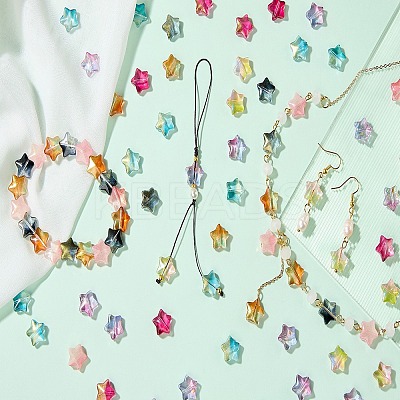 100Pcs Gradient Color Handmade Lampwork Beads DIY-SZ0010-51E-1
