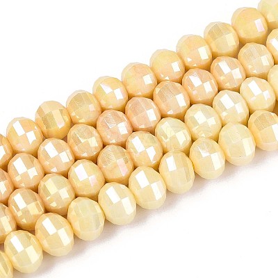 Anti-Tarnish Electroplate Glass Beads Strands GLAA-T025-8mm-19E-1