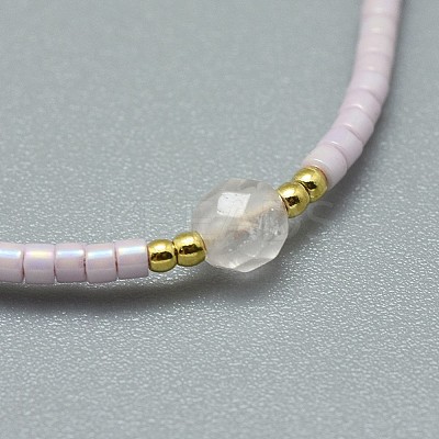 Adjustable Natural Rose Quartz Braided Bead Bracelets BJEW-F391-A01-1