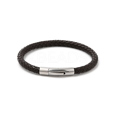 Ion Plating(IP) Braided Leather Cord Bracelets for Men BJEW-Z081-09-1