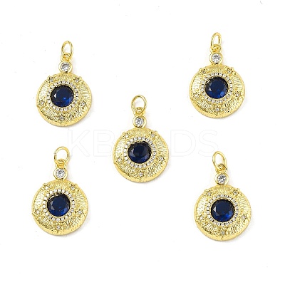 Brass Micro Pave Clear Cubic Zirconia Pendants KK-E068-VF326-1