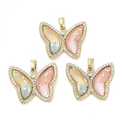 Real 18K Gold Plated Rack Plating Brass Micro Pave Cubic Zirconia Pendants KK-R161-05G-02-1
