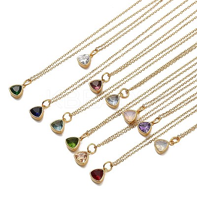 Triangle Cubic Zirconia Pendant Necklaces NJEW-F303-01G-1