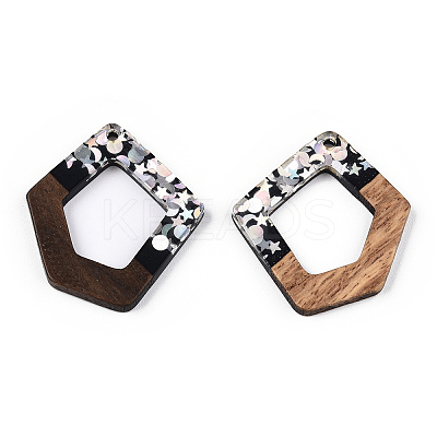Opaque Resin & Walnut Wood Pendants RESI-N039-61C-1