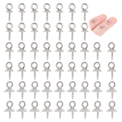90Pcs 3 Size 201 Stainless Steel Cup Peg Bails Pendants STAS-UN0040-24-1