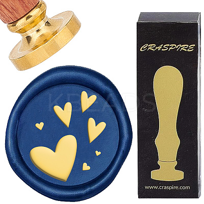 Brass Wax Seal Stamps with Wood Handle AJEW-WH0412-0232-1