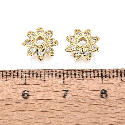 Brass Micro Pave Clear Cubic Zirconia Bead Caps KK-Q071-06G-02-1