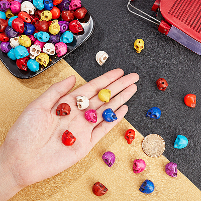 120Pcs 10 Colors Synthetic Turquoise Beads Strands G-AR0004-19-1