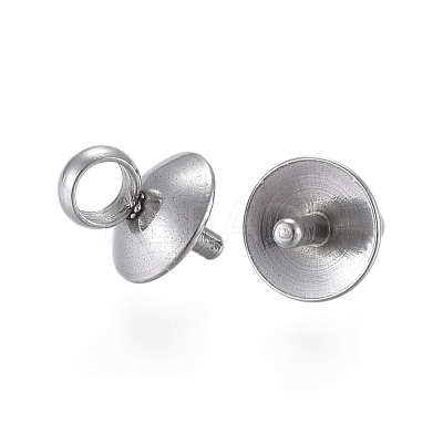 201 Stainless Steel Cup Pearl Peg Bails Pin Pendants STAS-E030-5-1