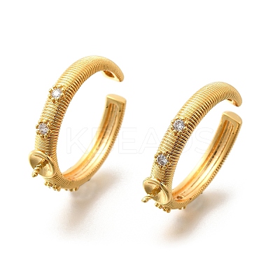 Brass Pave Clear Cubic Zirconia Open Cuff Ring Settings KK-K398-11G-1