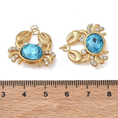 304 Stainless Steel with Aquamarine Rhinestone Pendants RB-CBA18B4-02G-1