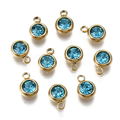 PVD Vacuum Plating 201 Stainless Steel Rhinestone Charms STAS-S068-12G-1