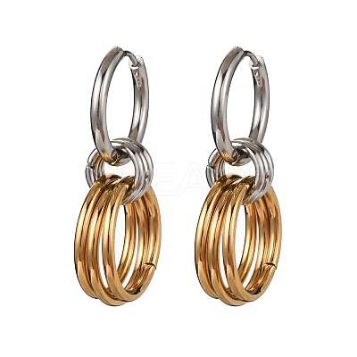 304 Stainless Steel Two Tone Hoop Earrings EJEW-A136-01D-GP-1