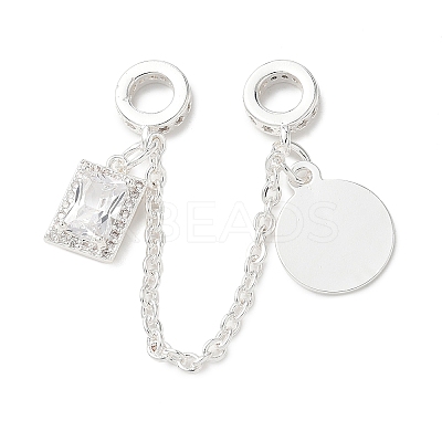 Brass Micro Pave Clear Cubic Zirconia Cable Chain European Beads KK-G531-07A-S-1