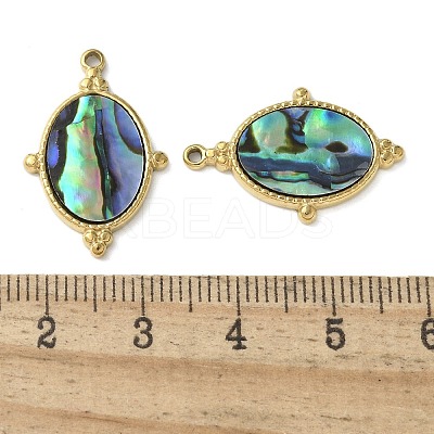 Oval 304 Stainless Steel Natural Paua Shell/White Shell Pendants Ion Plating(IP) STAS-U037-08G-02-1