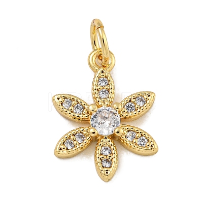Rack Plating Brass Micro Pave Clear Cubic Zirconia Charms KK-U030-19G-1