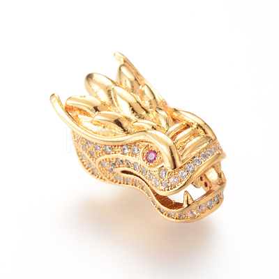 Brass Micro Pave Cubic Zirconia Beads X-ZIRC-S053-YS017-1-1