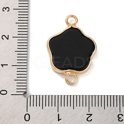 Natural Black Stone Flower Connector Charms KK-U042-17G-07-1