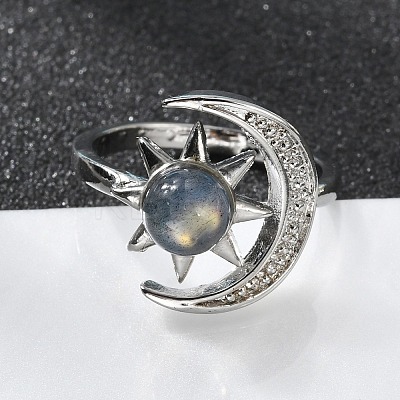 Natural Labradorite Finger Rings RJEW-E067-04P-1