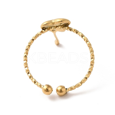 Ion Plating(IP) 304 Stainless Steel Heart Open Cuff Rings for Women LS-RJEW-H136-03G-1