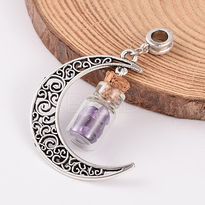 Moon Antique Silver Alloy European Dangle Charms X-PALLOY-JF00153-03-1