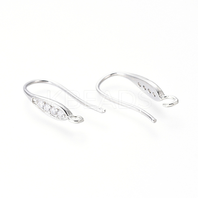 Brass Micro Pave Cubic Zirconia Earring Hooks KK-G374-14-1