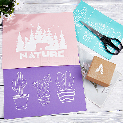 8 Patterns Self-Adhesive Silk Screen Printing Stencil DIY-OC0004-007-1