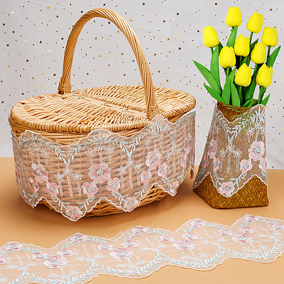 5Yards Polyester Flower Lace Trim Ribbon OCOR-GF0002-63-1