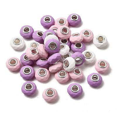 Spray Painted Faceted Resin European Beads RESI-C063-02A-1