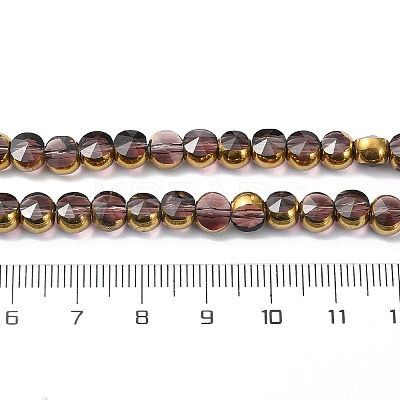 Half Plated Electroplate Transparent Glass Beads Strands EGLA-E060-02A-HP03-1