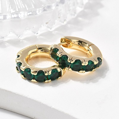 Green Cubic Zirconia Hoop Earrings X-EJEW-C022-08G-1
