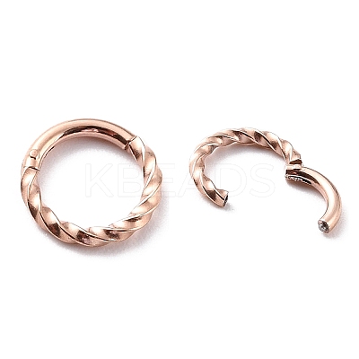 Ion Plating(IP) Twisted Ring Hoop Earrings for Girl Women STAS-K233-02A-RG-1