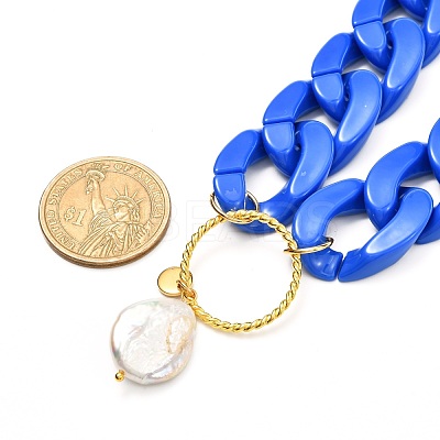 Ring with Natural Pearl Pendant Necklace for Teen Girl Women NJEW-JN03712-1