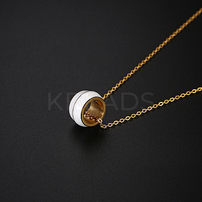 304 Stainless Steel Enamel Ring Pendant Necklaces for Women LS-UA5273-1-1