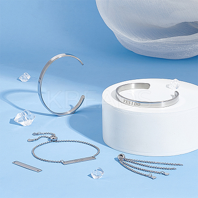 304 Stainless Steel Blank Link Bracelets & Stainless Steel Cuff Bangle DIY Makings Kit DIY-UN0056-22-1