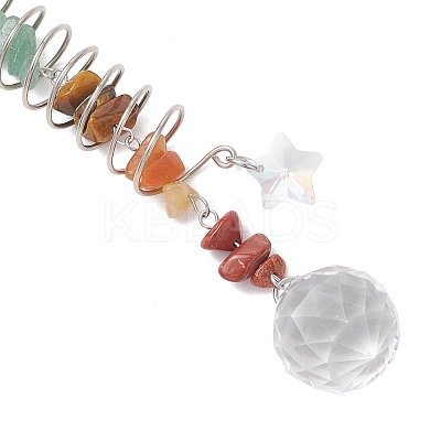 Gemstone Glass Sun Catcher Pendant HJEW-JM04656-1