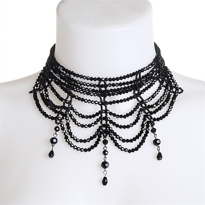 Bohemian Style Glass Multi Layered Choker Necklaces for Women FS-WG32393-01-1