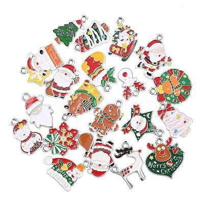 Christmas Alloy Enamel Pendants ENAM-G234-01B-1